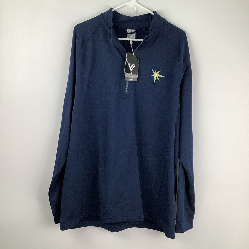 NWT Levelwear Calibre Mens Quarter Zip Pullover MLB Tampa Bay Rays Logo size XXL